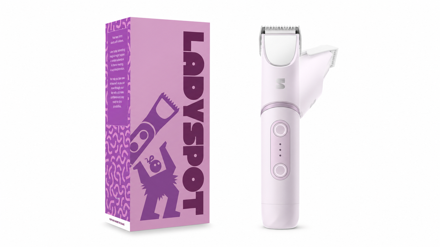 LADYSPOT SpinDuo electric bikini trimmer with product packaging