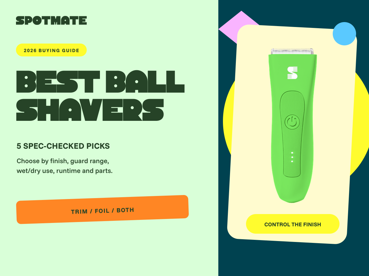 SPOTMATE best ball shavers 2026 guide with a body trimmer and five spec-checked picks