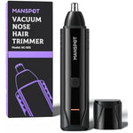 MANSPOT NC-005 vacuum nose hair trimmer with protective cap and original packaging, front view 