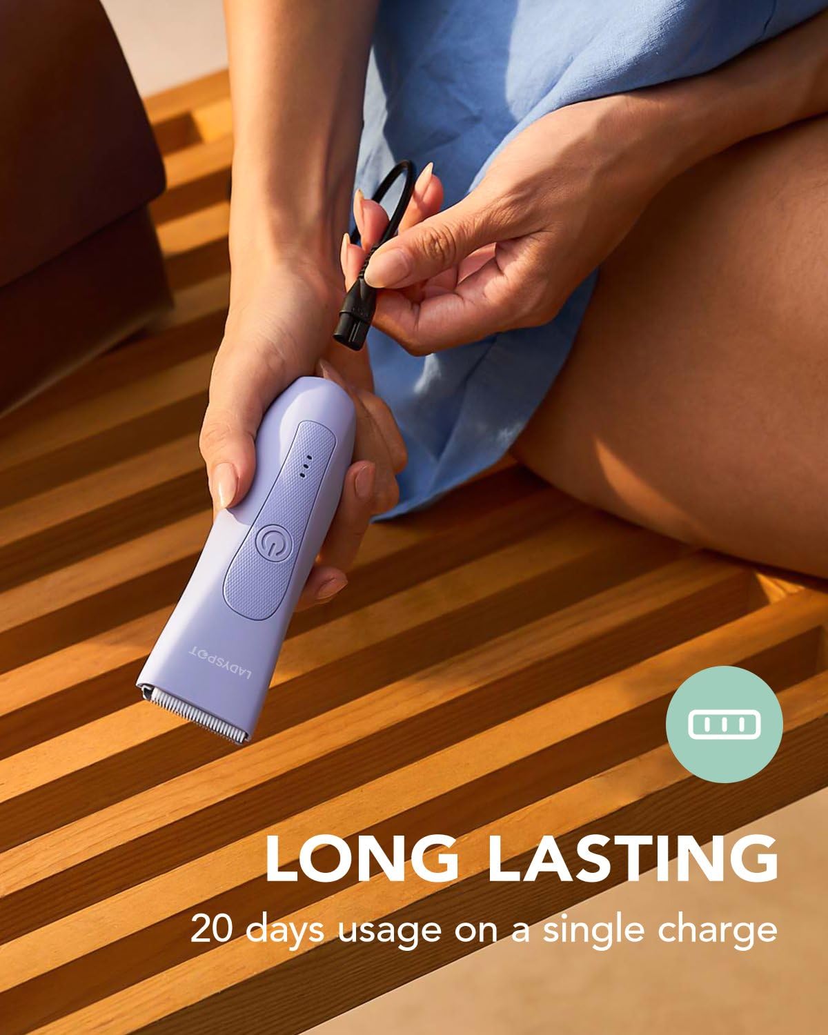 LADYSPOT HC-W003A lavender bikini trimmer rechargeable battery feature 