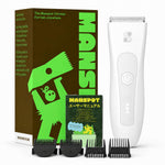 MANSPOT HC-W003A body trimmer with four guide combs and Japan packaging, front view 