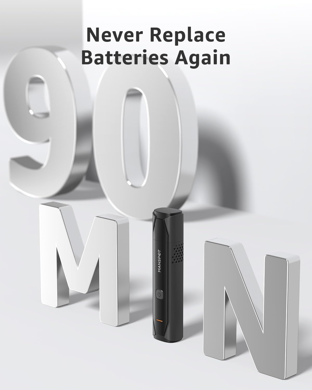 MANSPOT rechargeable nose hair trimmer with 90 minute runtime