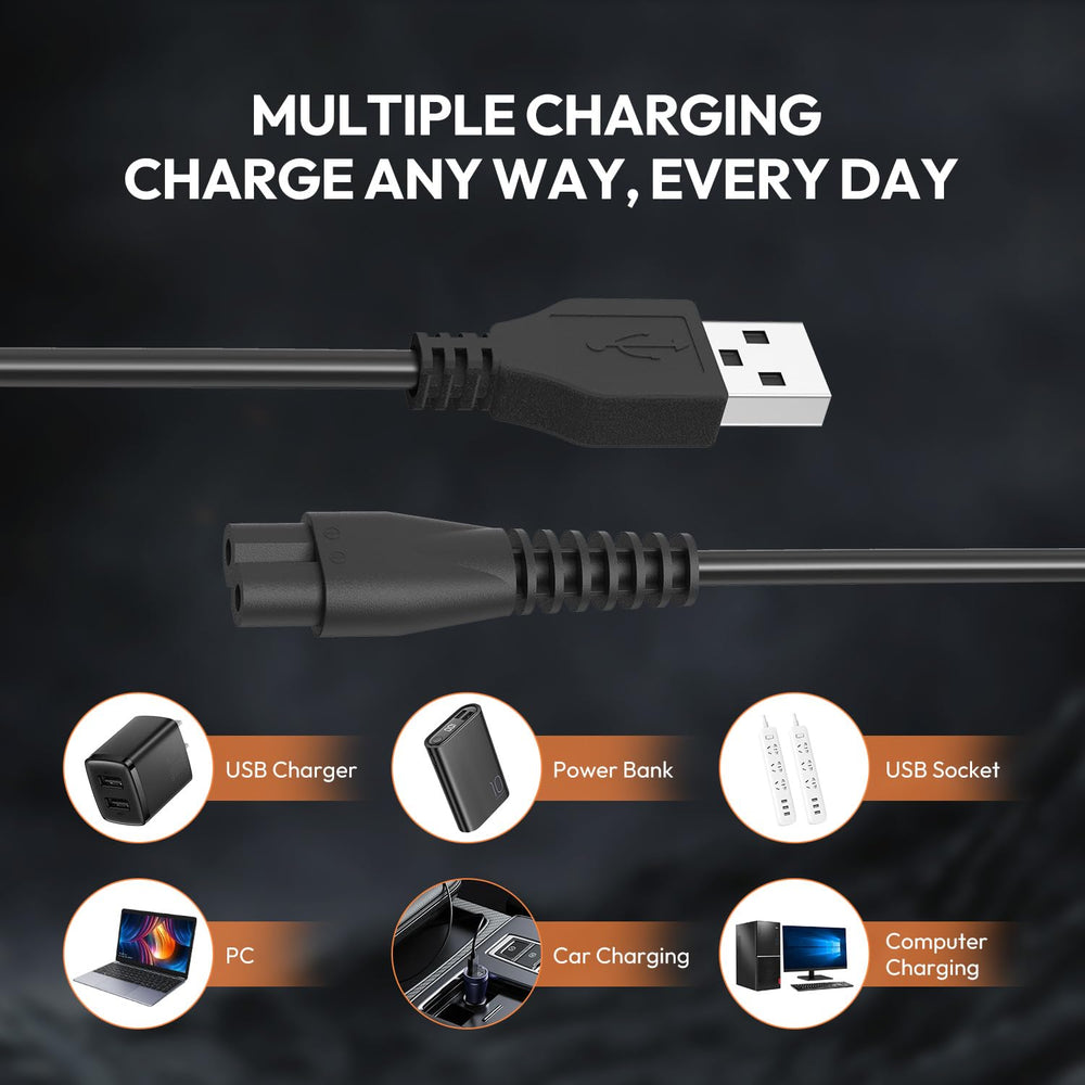 HC-W003A B-port trimmer charger cable for wall adapter, power bank, car, and computer
