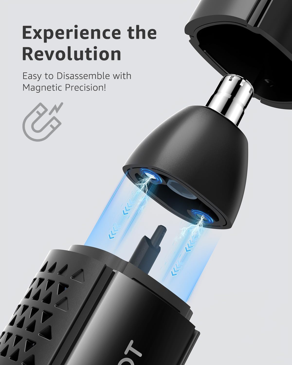 MANSPOT nose and ear trimmer magnetic detachable head for easy cleaning