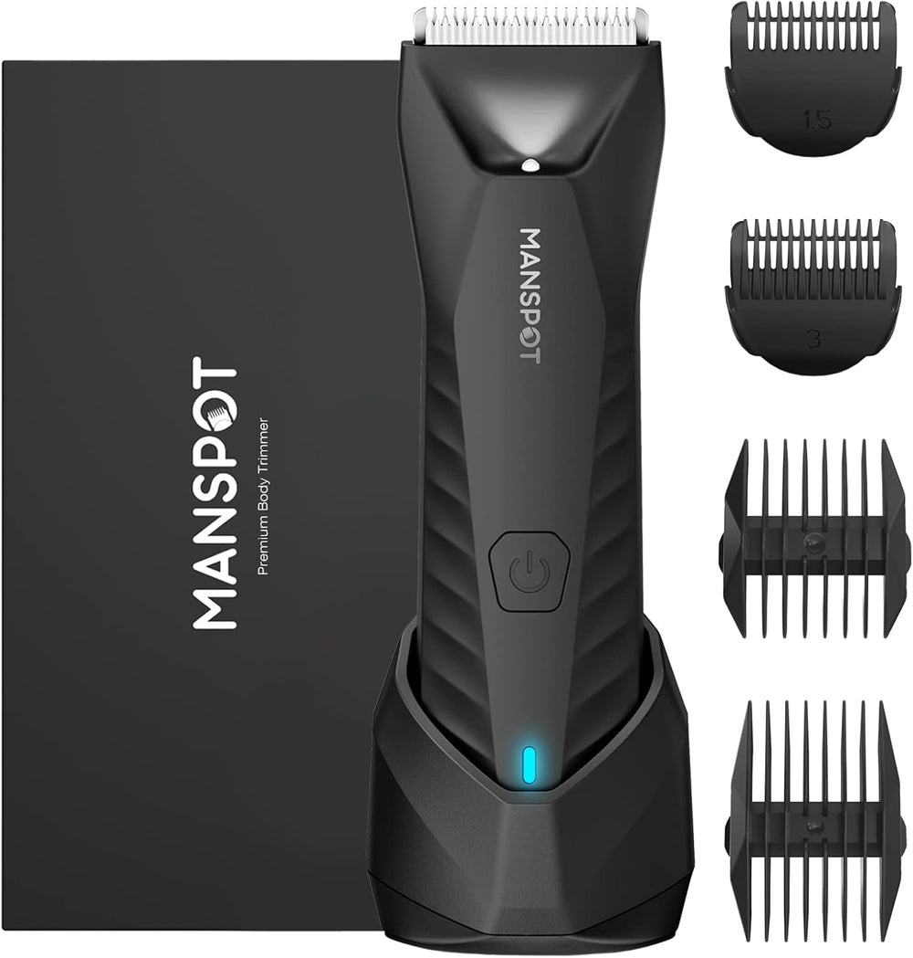 MANSPOT Herren Intimrasierer mit Ladestation Bodygroomer