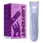 LADYSPOT Slim purple bikini trimmer and retail box, front view 