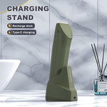 MANSPOT HC-W017 metallic green body trimmer charging stand and Type-C charging 
