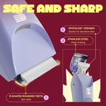 LADYSPOT Slim purple trimmer SpotGlide ceramic blade and rounded stainless-steel teeth 