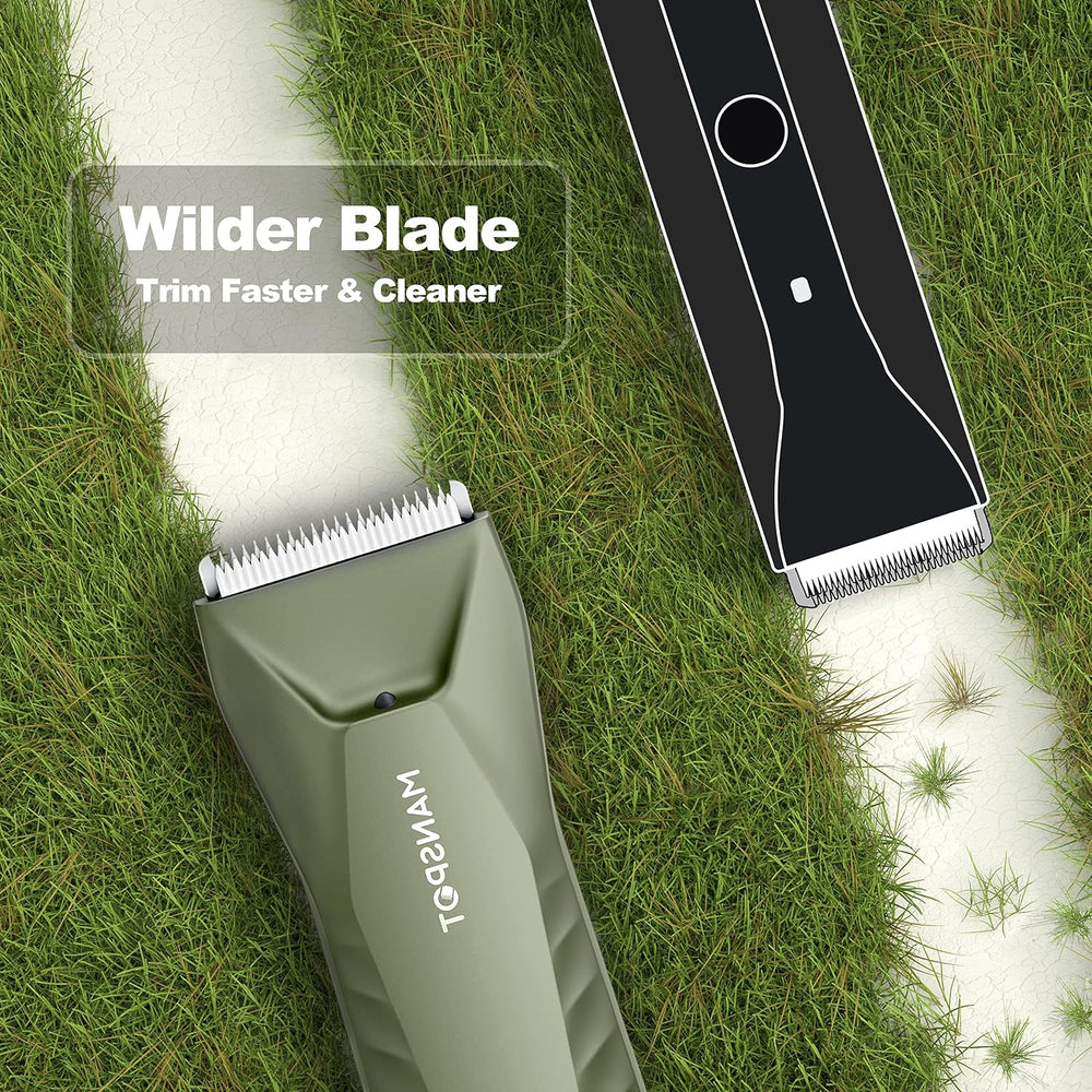 MANSPOT HC-W017 metallic green body trimmer wide ceramic blade detail 