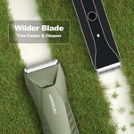 MANSPOT HC-W017 metallic green body trimmer wide ceramic blade detail 
