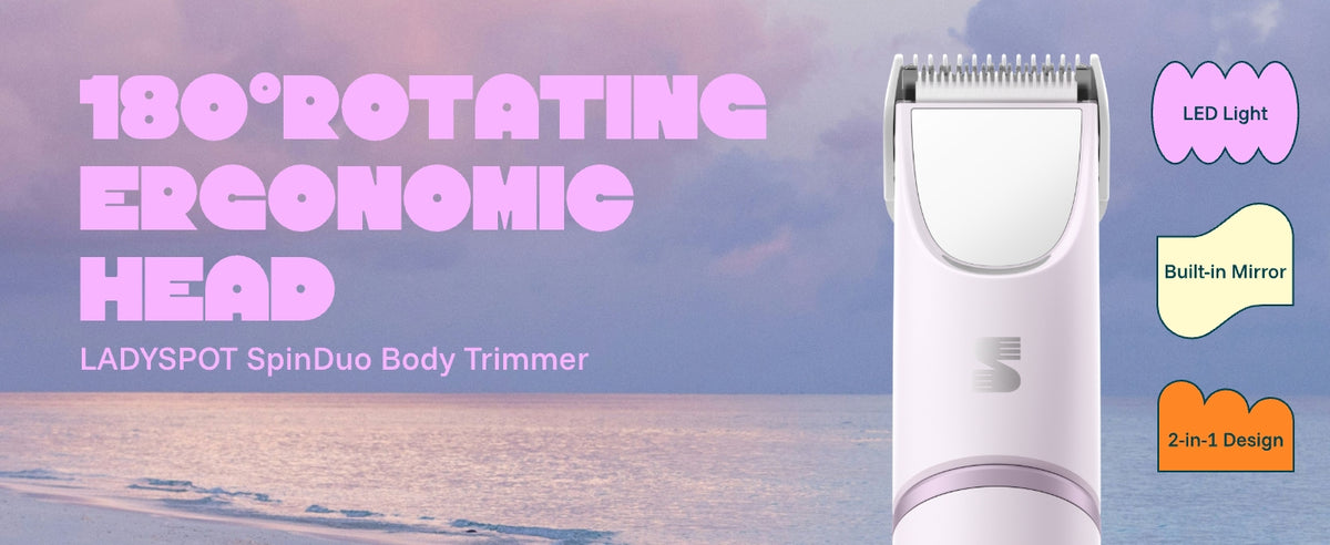 LADYSPOT SpinDuo electric bikini trimmer with 180 degree rotating body LED lights and built-in mirror