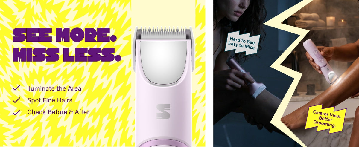 LADYSPOT SpinDuo electric bikini trimmer with mirror and LED lights for hard-to-see external areas