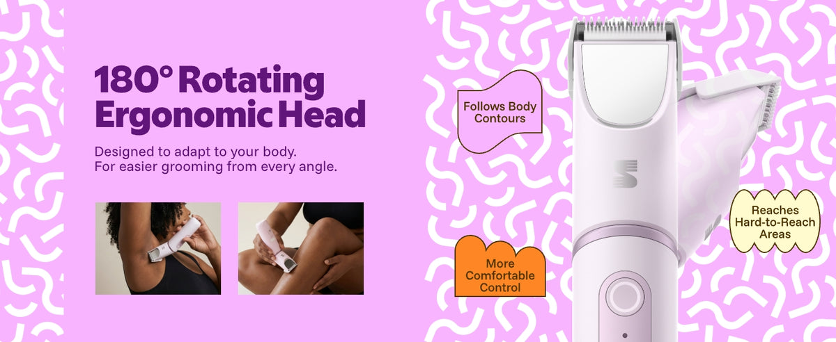 LADYSPOT SpinDuo rotating electric bikini trimmer follows underarm and external bikini-line contours