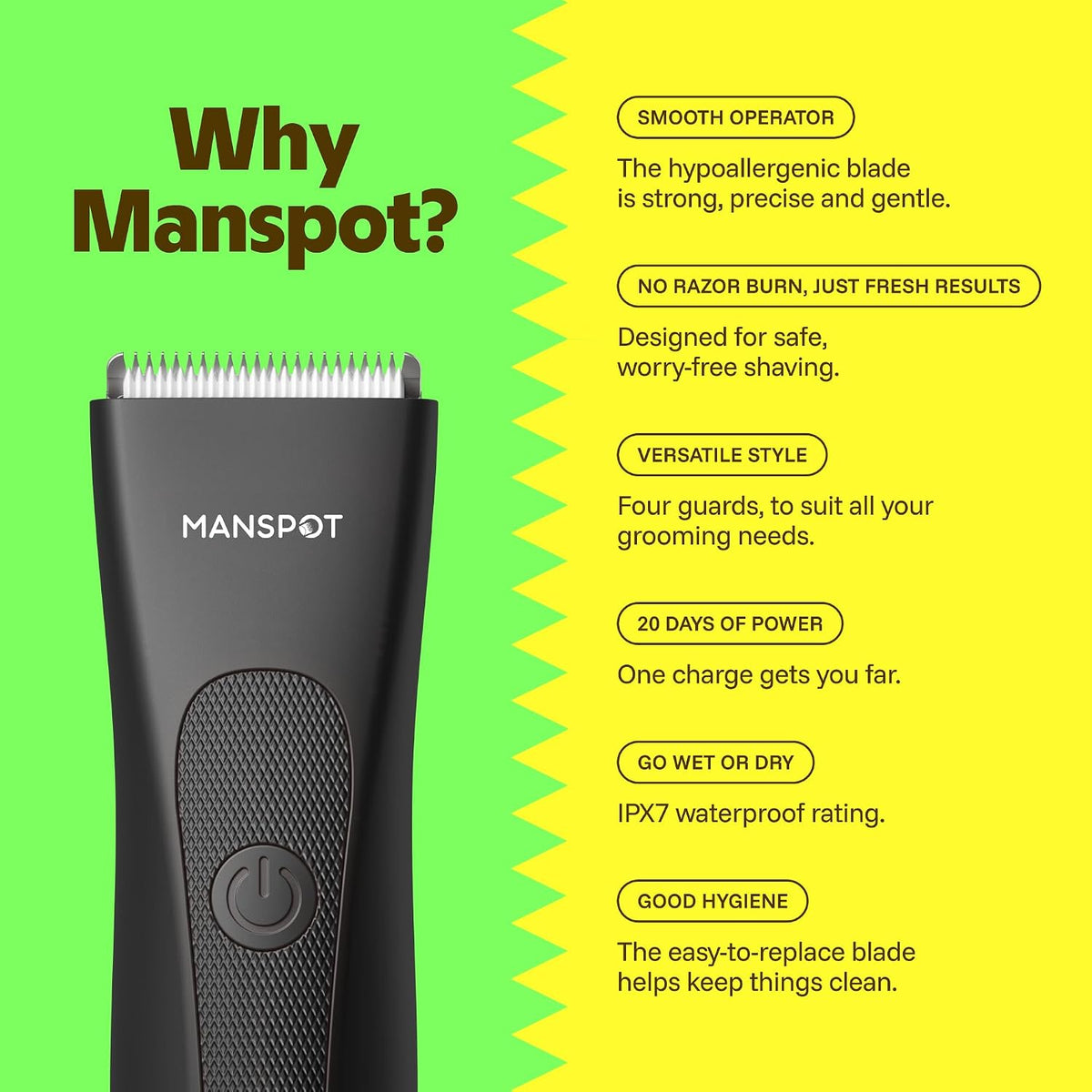 MANSPOT HC-W003A Black trimmer feature overview 