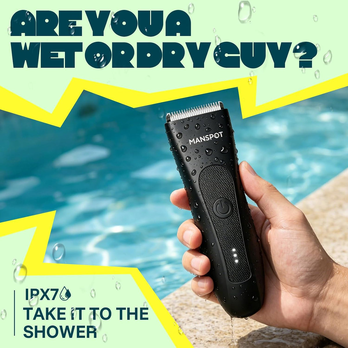 MANSPOT HC-W003A Black trimmer IPX7 wet and dry grooming 