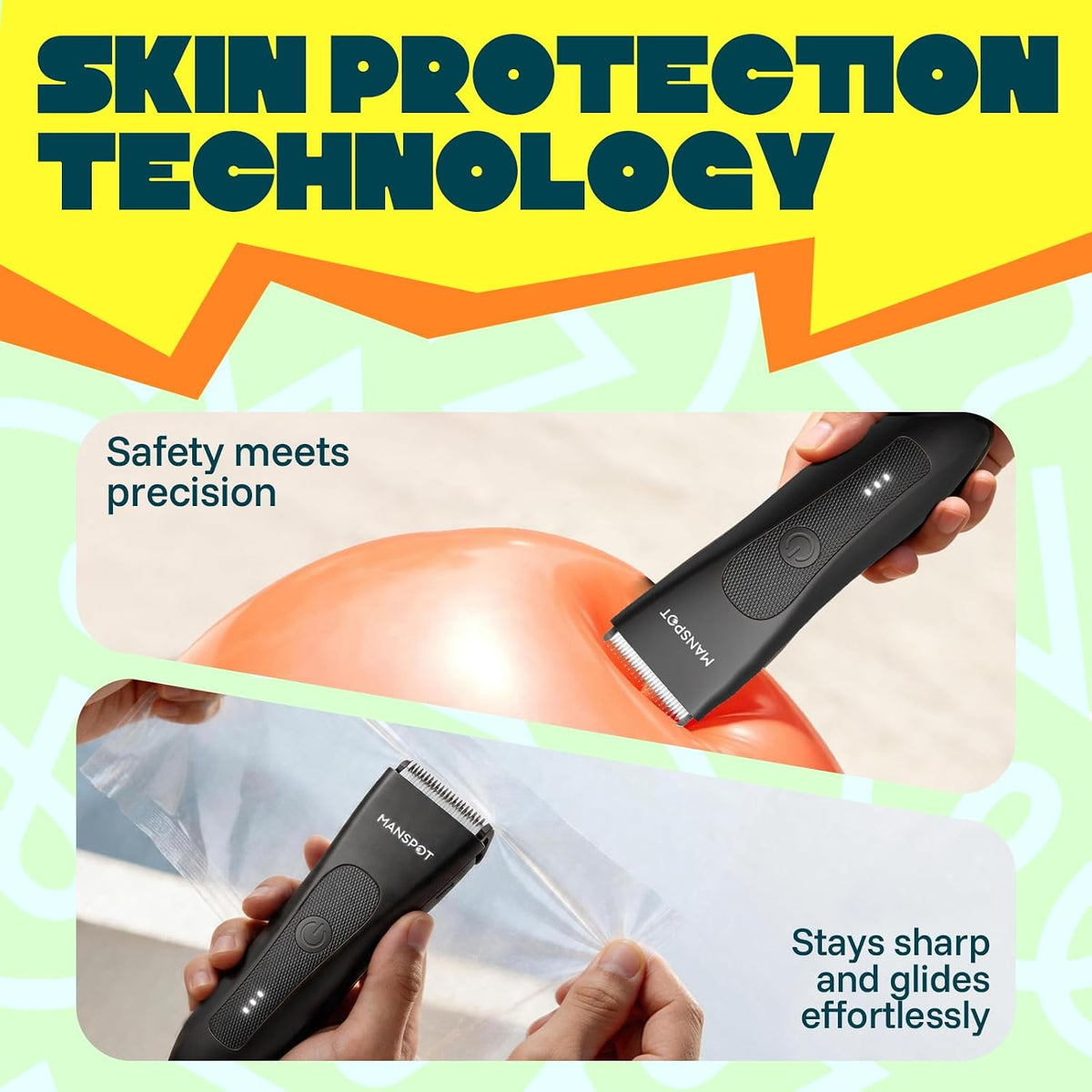 MANSPOT HC-W003A Black trimmer blade and skin protection illustration 