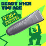 MANSPOT HC-W003A metallic gray trimmer battery runtime graphic 