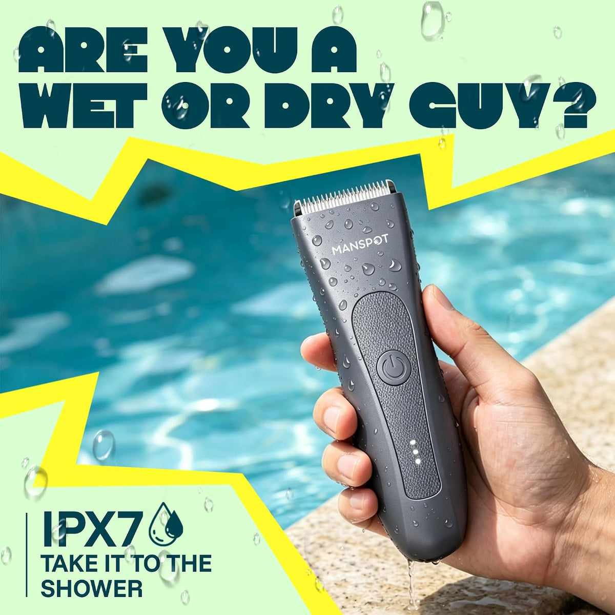 MANSPOT HC-W003A metallic gray trimmer IPX7 wet and dry grooming 