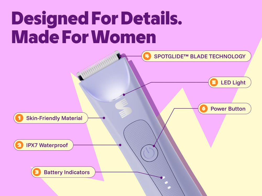 LADYSPOT Slim purple trimmer features and battery indicator 