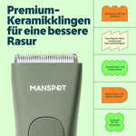 MANSPOT HC-W003A Green trimmer blade and skin protection illustration 