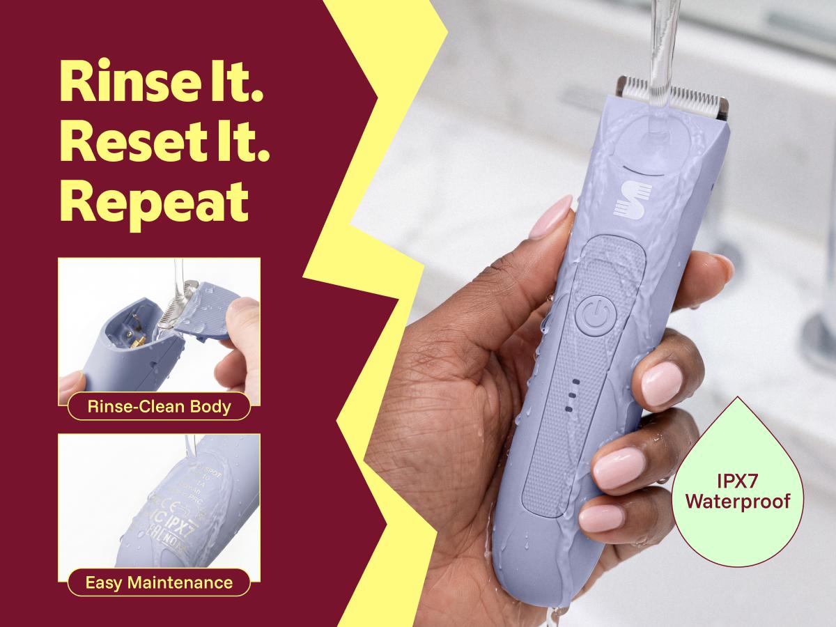 LADYSPOT Slim purple bikini trimmer IPX7 wet and dry grooming 