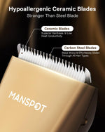 MANSPOT W003A Gold Deluxe ceramic and carbon steel blade close-up 