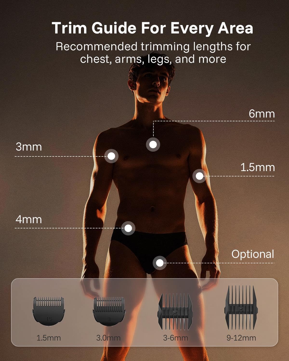 MANSPOT W003A Gold Deluxe guide comb length options 1.5mm, 3mm, 3–6mm and 9–12mm 
