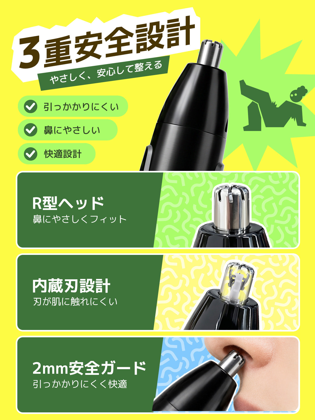 MANSPOT PNHT01 Black trimmer rounded head and blade guard 