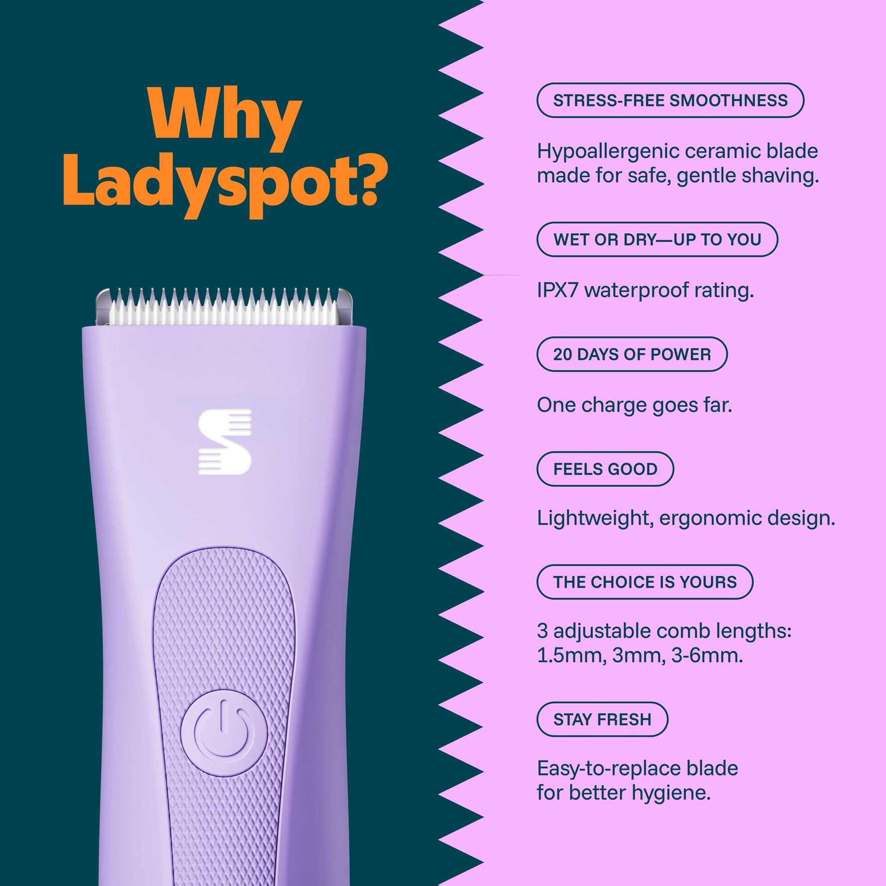 LADYSPOT bikini line trimmer for sensitive-area grooming