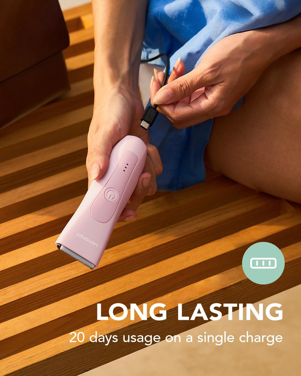 LADYSPOT HC-W003A pink bikini trimmer charging feature 