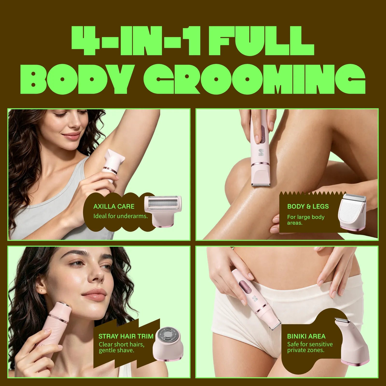 LADYSPOT face and body trimmer for underarms bikini edges legs and touch-ups
