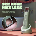 LADYSPOT green 4-in-1 bikini trimmer for women built in mirror led light 
