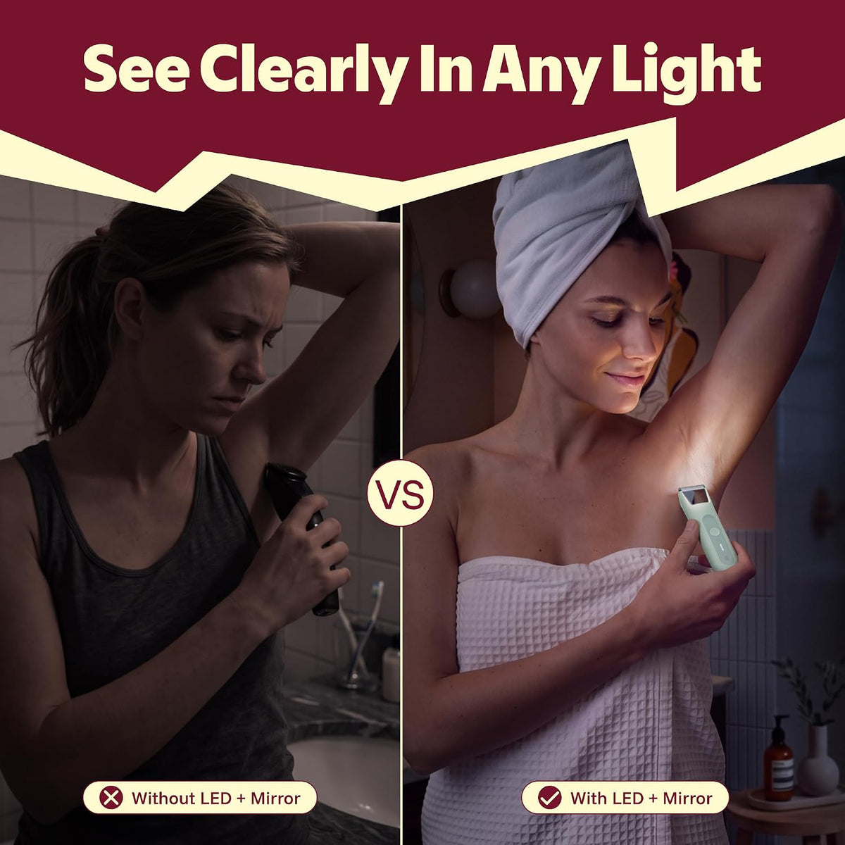 LADYSPOT green 4-in-1 bikini trimmer for women led light visibility 