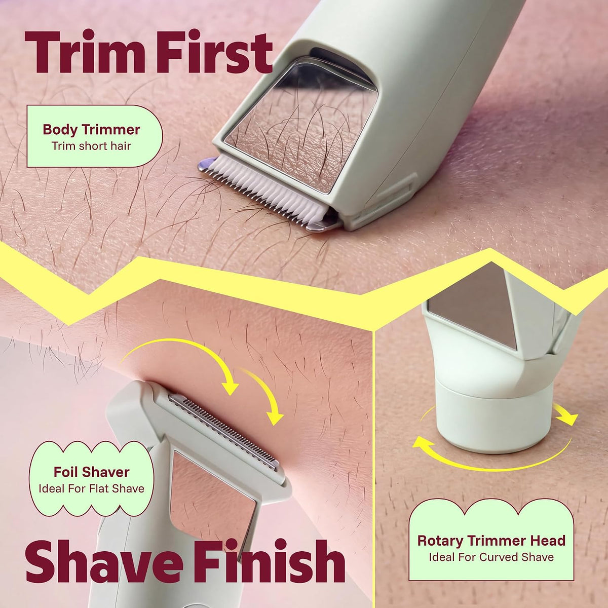 LADYSPOT green 4-in-1 bikini trimmer for women trim and shave routine 