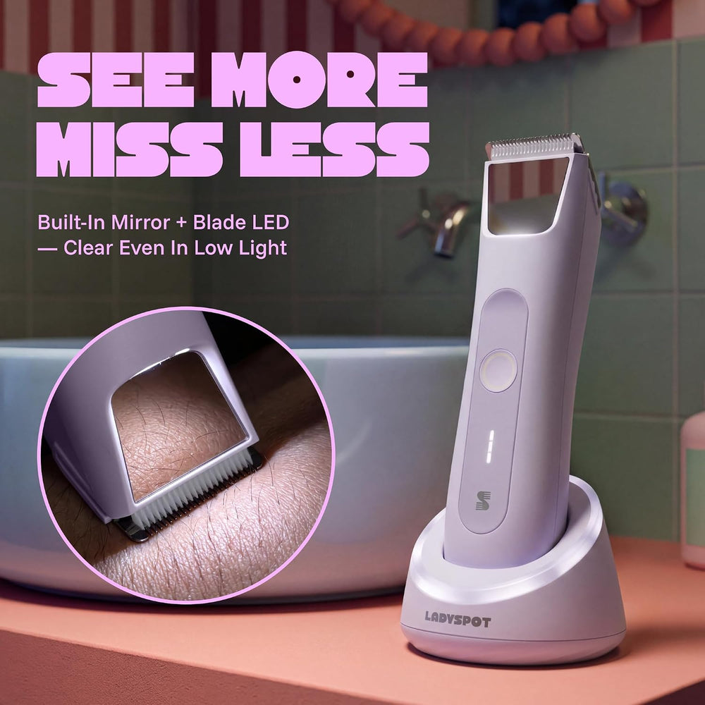 LADYSPOT purple 4-in-1 bikini trimmer for women built in mirror led light 