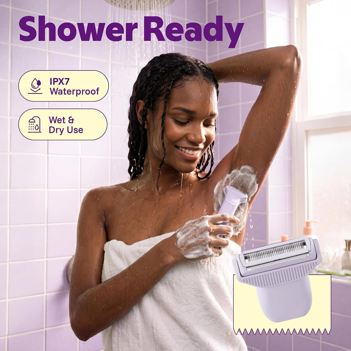 LADYSPOT purple 4-in-1 bikini trimmer for women ipx7 wet dry use 