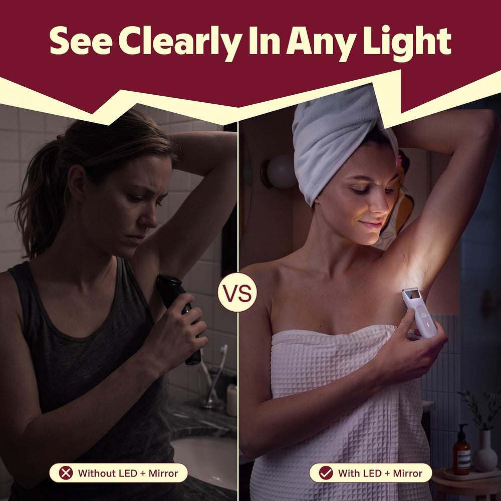 LADYSPOT purple 4-in-1 bikini trimmer for women led light visibility 