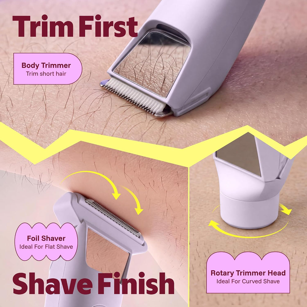 LADYSPOT purple 4-in-1 bikini trimmer for women trim and shave routine 