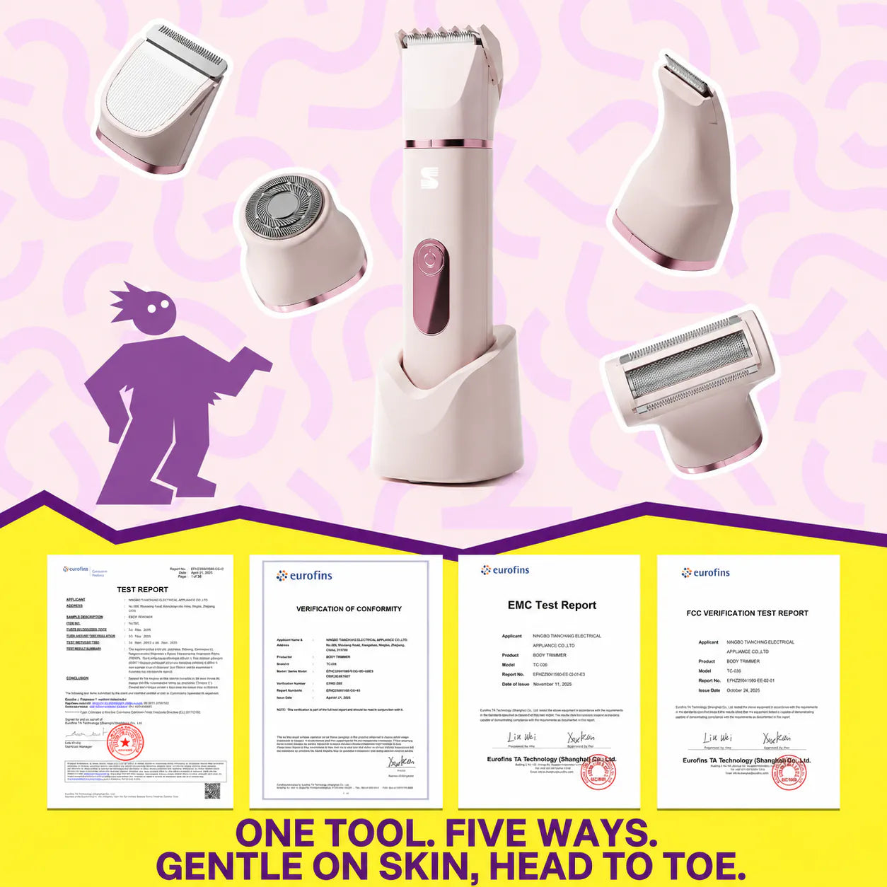 LADYSPOT rechargeable grooming kit 4 in 1 with interchangeable heads