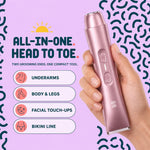 LADYSPOT pink trimmer use areas graphic for underarms body legs face and bikini line hover 