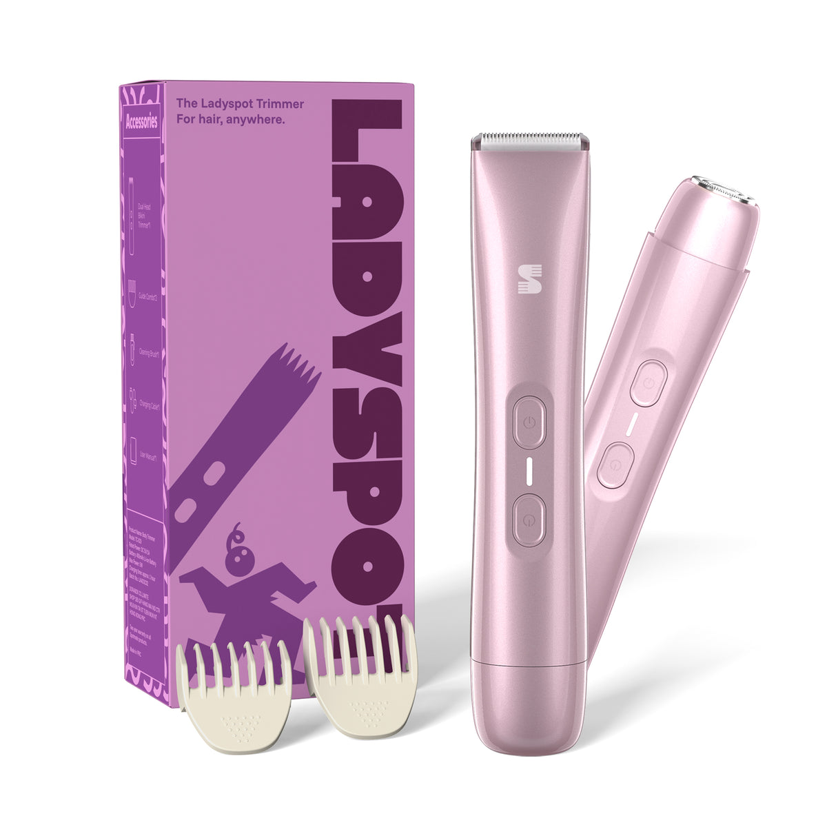 ピンクのLADYSPOT TC029B 2-in-1 VIOトリマー正面 