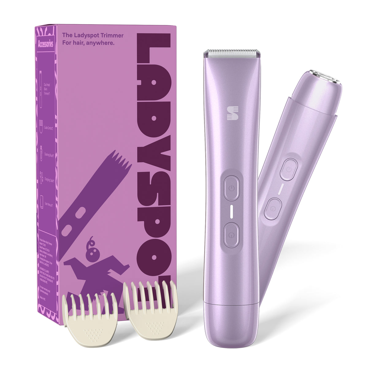 パープルのLADYSPOT TC029B 2-in-1 VIOトリマー正面 
