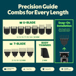 MANSPOT trimmer guide comb set with 11 length options for U-blade, T-blade and body trimming
