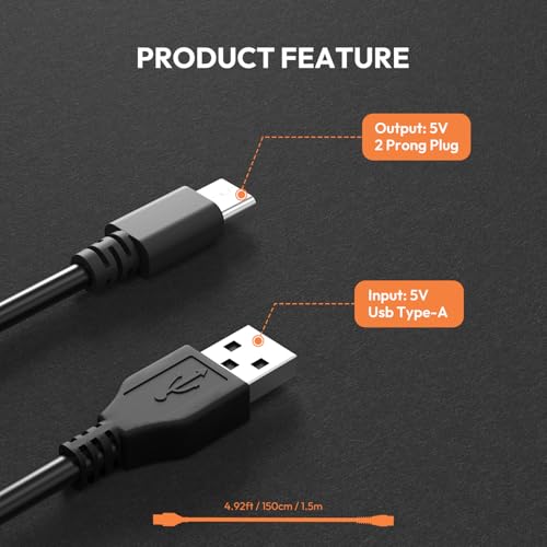 MANSPOT 5V USB-A to Type-C trimmer charger cable, 4.92 ft