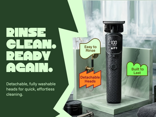 MANSPOT 6-in-1 trimmer with detachable washable heads for easier cleaning