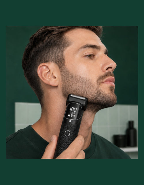 Foil shaver — finish small areas closely only after longer hair has been trimmed down.