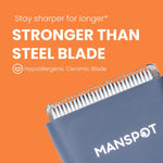 MANSPOT W003A blue body trimmer ceramic blade closeup [locale:en] 