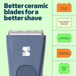 MANSPOT airy blue ceramic blade body and groin trimmer for sensitive skin 