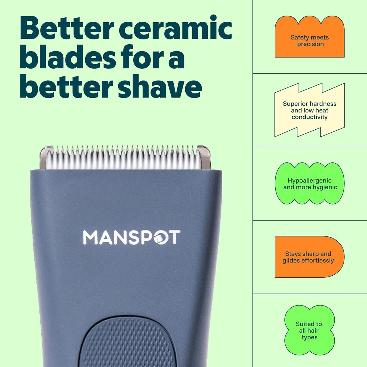 MANSPOT airy blue ceramic blade feature graphic