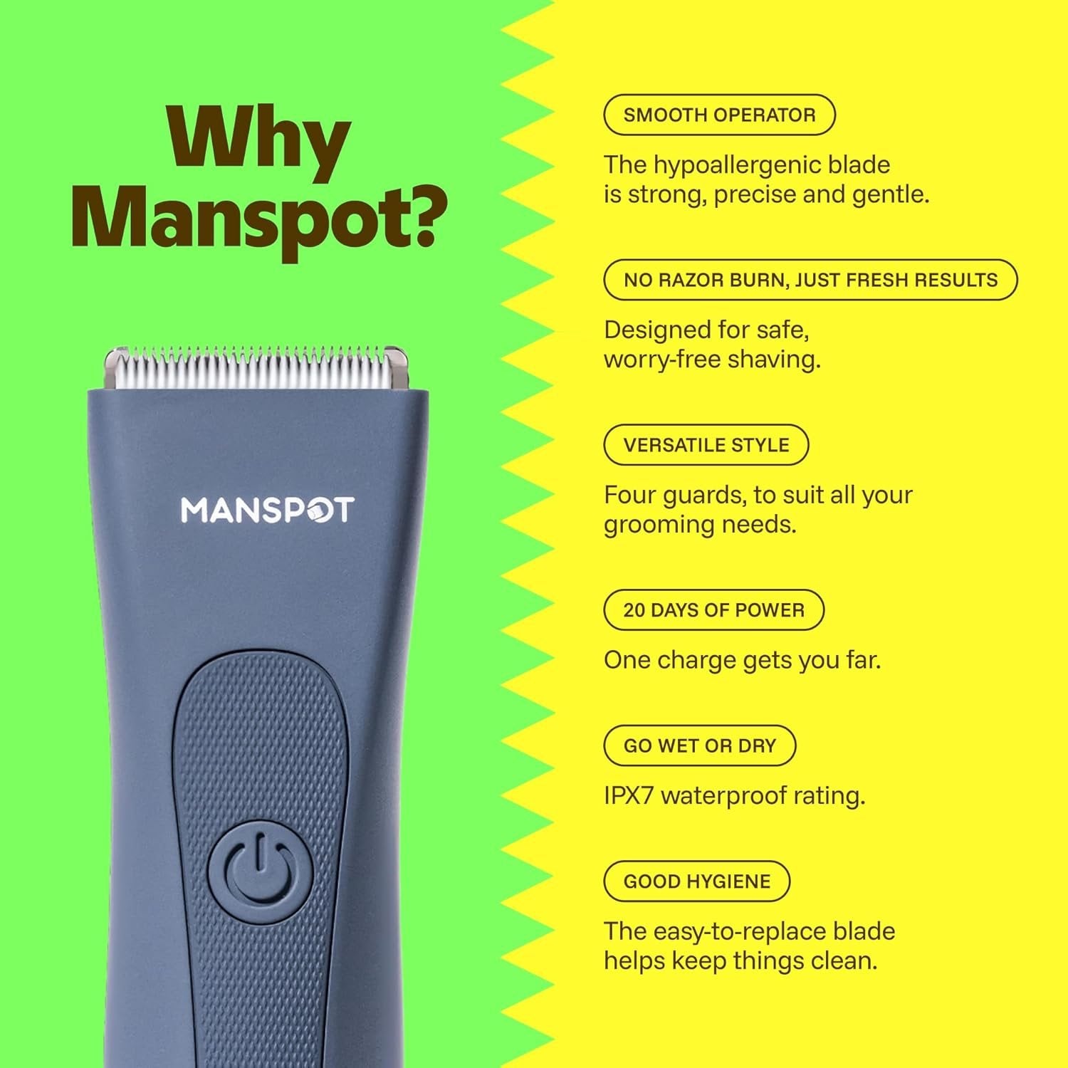 MANSPOT airy blue trimmer feature benefits and why Manspot guide